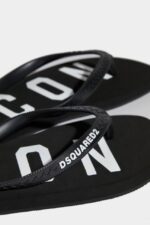 Dsquared2 Iconic Be Icon Flip Flops BLACK - Image 5