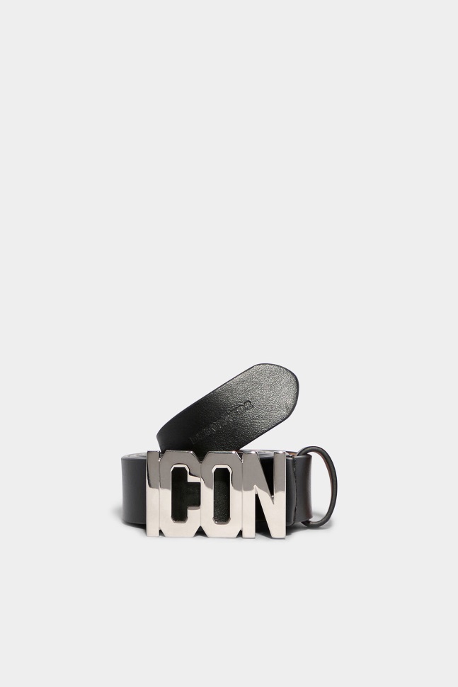dsquared2_iconic_be_icon_plaque_belt_black_black.jpg Dsquared2 Iconic Be Icon Plaque Belt BLACK/BLACK - Image 1