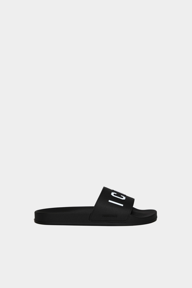 dsquared2_iconic_be_icon_slides_white_black.jpg Dsquared2 Iconic Be Icon Slides WHITE/BLACK - Image 1