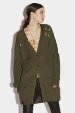 Dsquared2 Iconic BEIGE Distressed Cardigan - Image 4