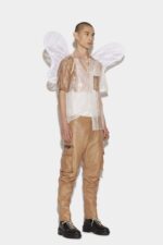 Dsquared2 Iconic BEIGE Scruffed Leather Combat Trousers D2