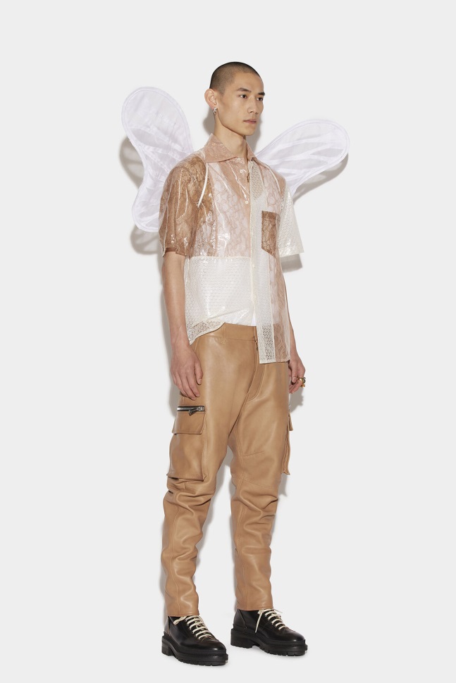 dsquared2_iconic_beige_scruffed_leather_combat_trousers_d2.jpg Dsquared2 Iconic BEIGE Scruffed Leather Combat Trousers D2 - Image 1