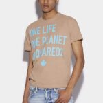 Dsquared2 Iconic BEIGE/YELLOW One Life Partially Recycled Cotton T-Shirt D2