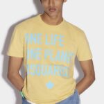 Dsquared2 Iconic BEIGE/YELLOW One Life Partially Recycled Cotton T-Shirt D2 BEIGE