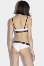 Dsquared2 Iconic BLACK Logo Leaf Triangle Bra - Image 2