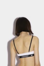 Dsquared2 Iconic BLACK Logo Leaf Triangle Bra - Image 3