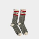 Dsquared2 Iconic Black Mouline Mid-Crew Socks