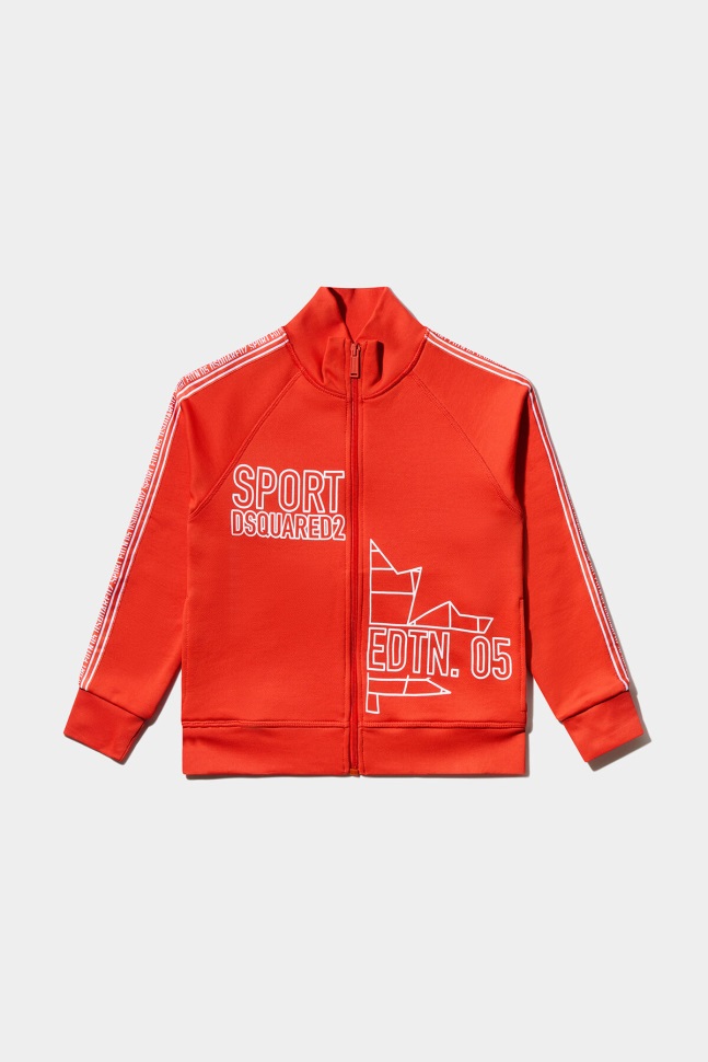 Dsquared2 Iconic BLACK/ORANGE D2Kids Sport Edtn.05 Zipped Sweater - Image 1