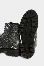 Dsquared2 Iconic BLACK Scribbles Combat Ankle Boots - Image 5