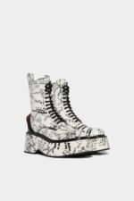 Dsquared2 Iconic BLACK Scribbles Combat Ankle Boots D2 - Image 3