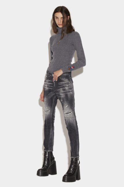 Dsquared2 Iconic Black Squat Wash Skinny Dan Jeans D2 BLACK