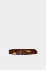 Dsquared2 Iconic BROWN/BLACK Smiley Cowhide Belt D2 - Image 2