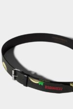 Dsquared2 Iconic BROWN/BLACK Smiley Cowhide Belt D2 BROWN - Image 4