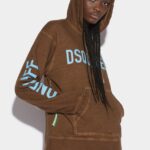 Dsquared2 Iconic BROWN One Life Organic Cotton Cool Fit Hooded Sweatshirt