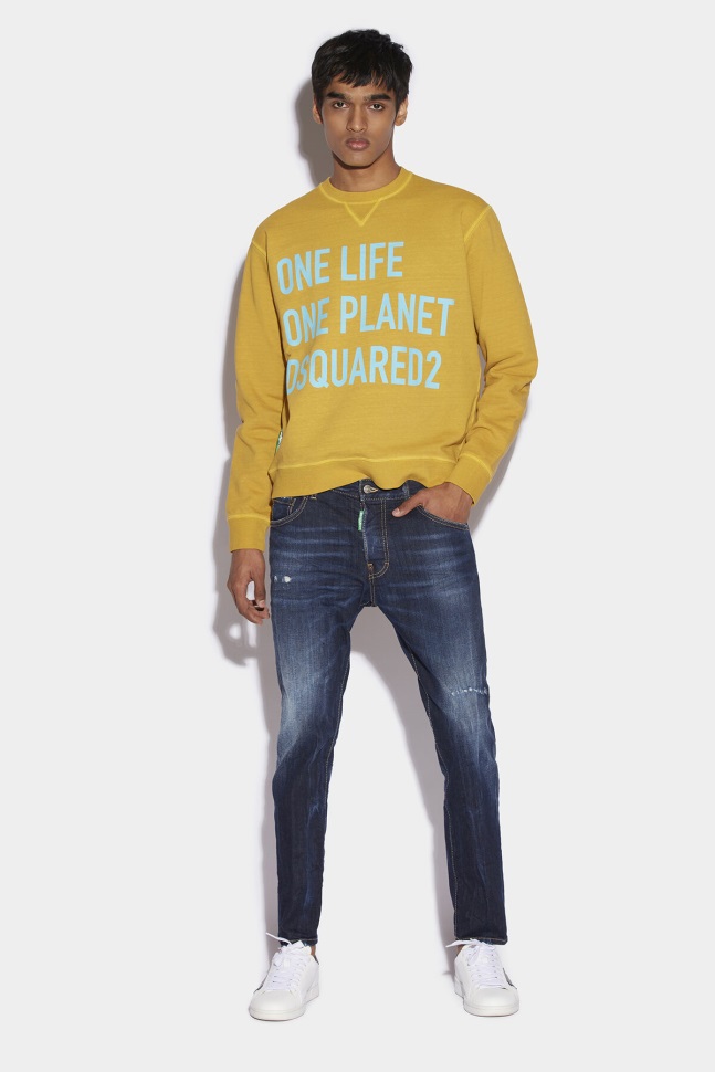 Dsquared2 Iconic Brown Tab Partially Organic Cotton Skater Jeans D2 BLUE - Image 1