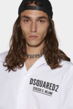 Dsquared2 Iconic Ceresio 9 Bowling Shirt WHITE/BLACK - Image 3
