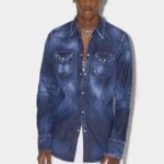 Dsquared2 Iconic Classic Western Shirt NAVY BLUE