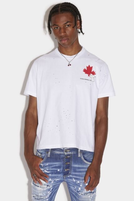 Dsquared2 Iconic Click Leaf Box T-Shirt WHITE