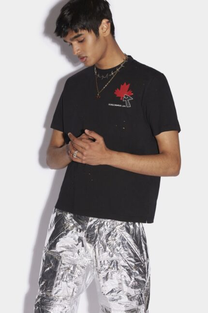 Dsquared2 Iconic Click Leaf Box T-Shirt WHITE/BLACK