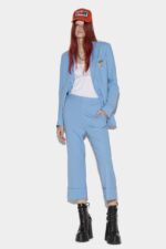 Dsquared2 Iconic Cuffed Bell Bottom Trousers RED/SKY - Image 3
