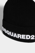 Dsquared2 Iconic D2 Logo Beanie BLACK - Image 4