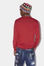 Dsquared2 Iconic D2 Round Neck Sweater RED/BLACK - Image 2