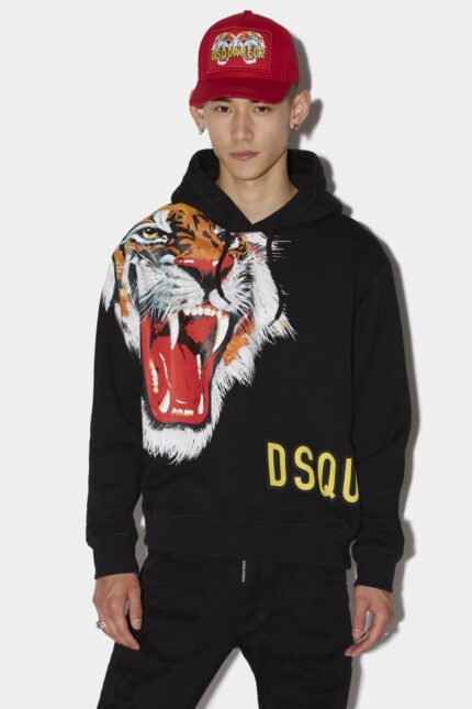 Dsquared2 Iconic D2 Tiger Cool Hoodie BLACK