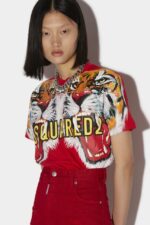 Dsquared2 Iconic D2 Tiger Mini Skirt RED - Image 3