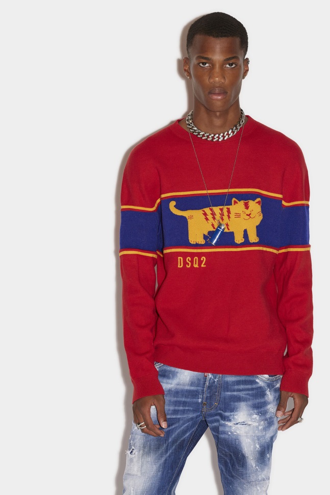 dsquared2_iconic_d2_tiger_round_neck_sweater_fantasy.jpg Dsquared2 Iconic D2 Tiger Round Neck Sweater FANTASY - Image 1