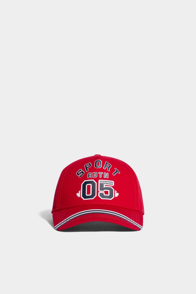Dsquared2 Iconic D2Kids Sport Edtn.05 Baseball Cap TANGO RED/BLACK - Image 1
