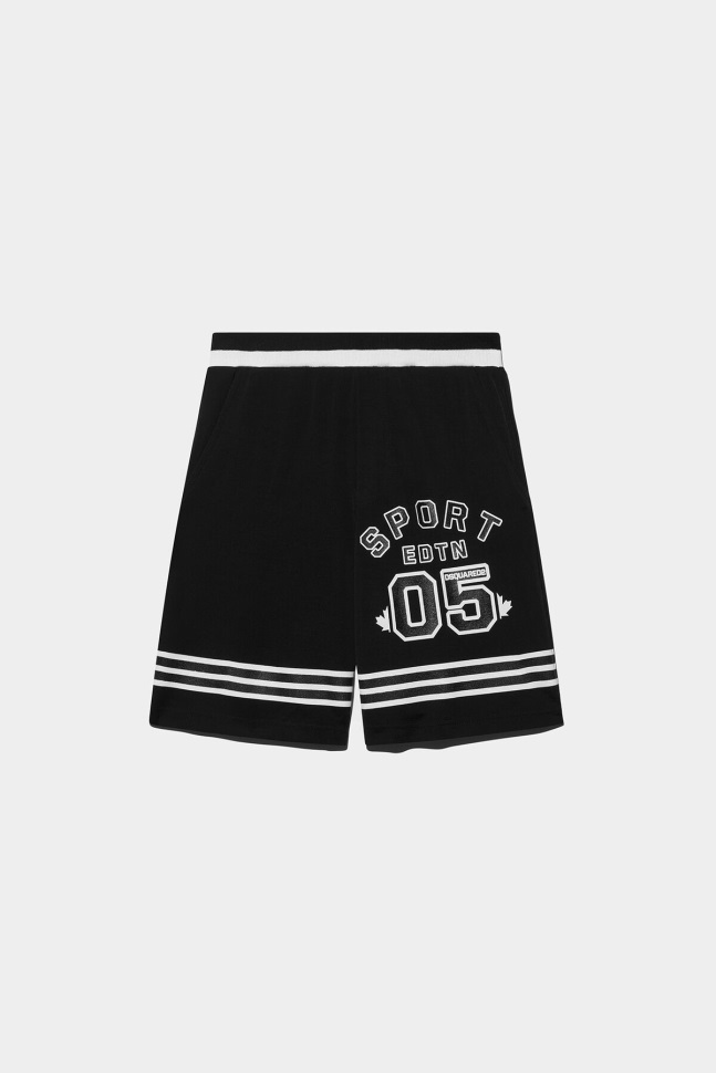Dsquared2 Iconic D2Kids Sport Edtn.05 Shorts BLACK/TANGO RED - Image 1