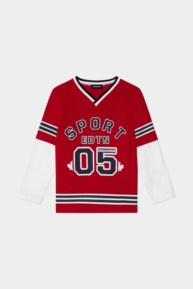 Dsquared2 Iconic D2Kids Sport Edtn.05 T-Shirt BLACK/TANGO RED - Image 1