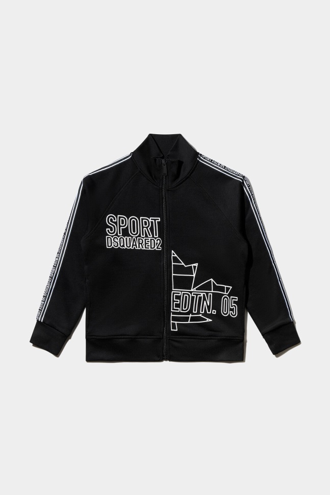 Dsquared2 Iconic D2Kids Sport Edtn.05 Zipped Sweater BLACK/ORANGE - Image 1