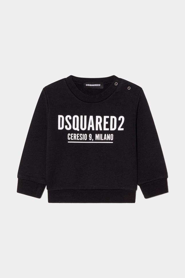 dsquared2_iconic_d2kids_sweatshirt_black_white.jpg Dsquared2 Iconic D2Kids Sweatshirt BLACK/WHITE - Image 1