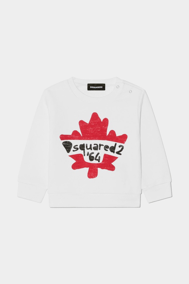 dsquared2_iconic_d2kids_sweatshirt_white.jpg Dsquared2 Iconic D2Kids Sweatshirt WHITE - Image 1