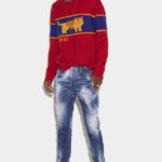 Dsquared2 Iconic Dark Cloudy Bleach Wash Skater Jeans