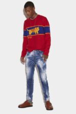Dsquared2 Iconic Dark Cloudy Bleach Wash Skater Jeans
