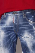 Dsquared2 Iconic Dark Cloudy Bleach Wash Skater Jeans - Image 4