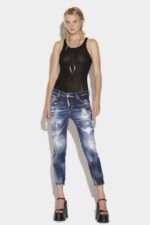 Dsquared2 Iconic Dark London Calling Wash Cool Girl Cropped Jeans - Image 2