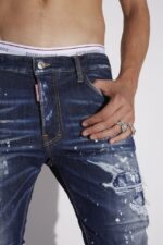 Dsquared2 Iconic Dark Ripped Bleach Wash Super Twinky Jeans - Image 3