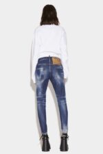 Dsquared2 Iconic Dark Ripped Blue Wash Skinny Dan Jeans - Image 2