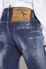 Dsquared2 Iconic Dark Ripped Blue Wash Skinny Dan Jeans - Image 4