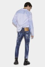 Dsquared2 Iconic Dark Ripped Blue Wash Tidy Biker Jeans - Image 2