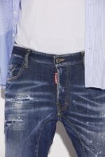 Dsquared2 Iconic Dark Ripped Blue Wash Tidy Biker Jeans - Image 3