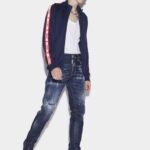 Dsquared2 Iconic Dark Ripped Red&Blue Spots Wash Coll Guy Jeans