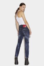 Dsquared2 Iconic Dark Ripped Red&Blue Spots Wash Cool Girl Jeans - Image 2