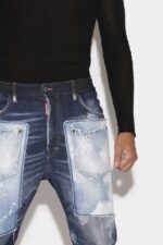 Dsquared2 Iconic Dark Splatter&Light White Paint Wash Elastic Combat Jeans - Image 4