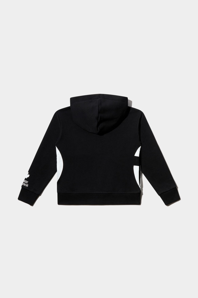 Dsquared2 Iconic DS2 Kids Sport Edtn.05 Zipped Hoodie BLACK - Image 2