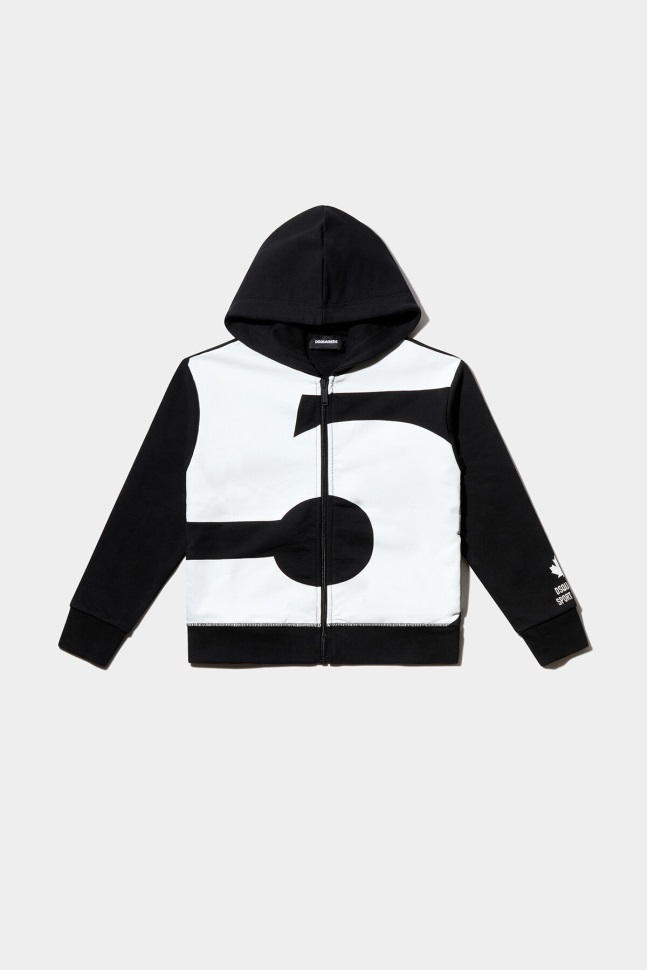 Dsquared2 Iconic DS2 Kids Sport Edtn.05 Zipped Hoodie BLACK - Image 1