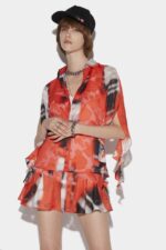 Dsquared2 Iconic Gathered Shirt Dress FANTASY - Image 3